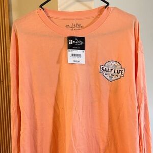 Salt Life Peach Long Sleeve Shirt with Chest Logo